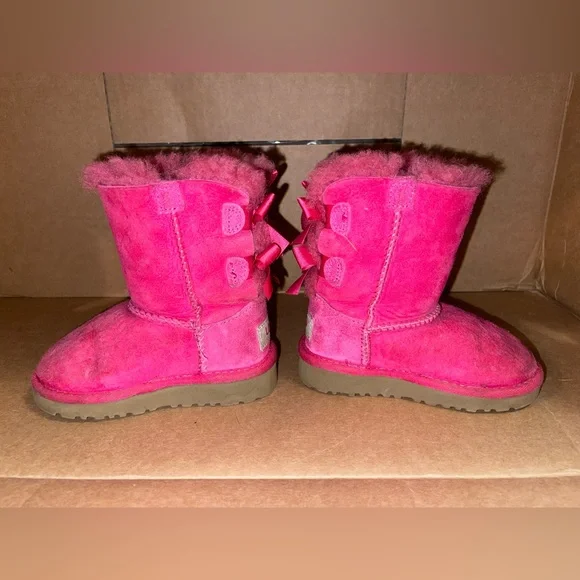 UGG 7C Hot Pink Bailey Bow II Boot Sheepskin - Picture 4 of 11